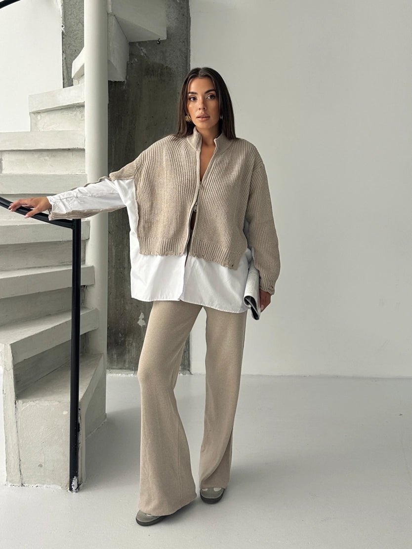 Oatmilk Layered Knit Co-Ord Set - STD Size