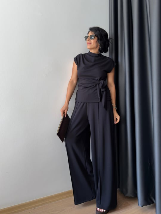 Modal High-Neck Drape Set