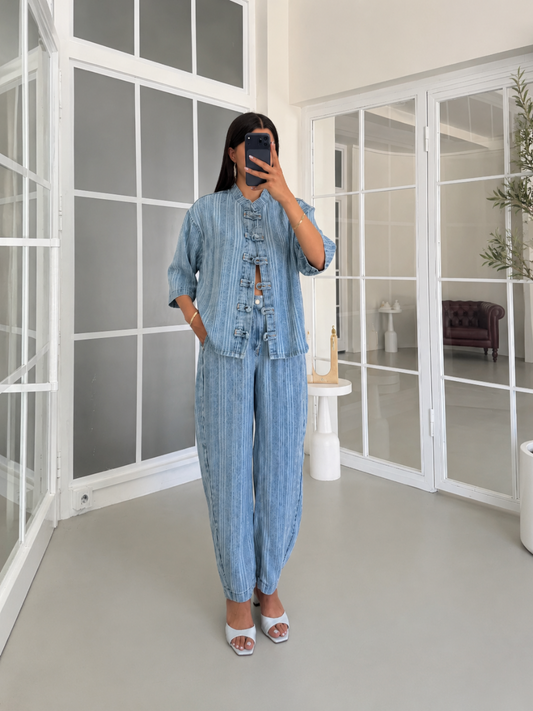 Pinstripe Tencel Set