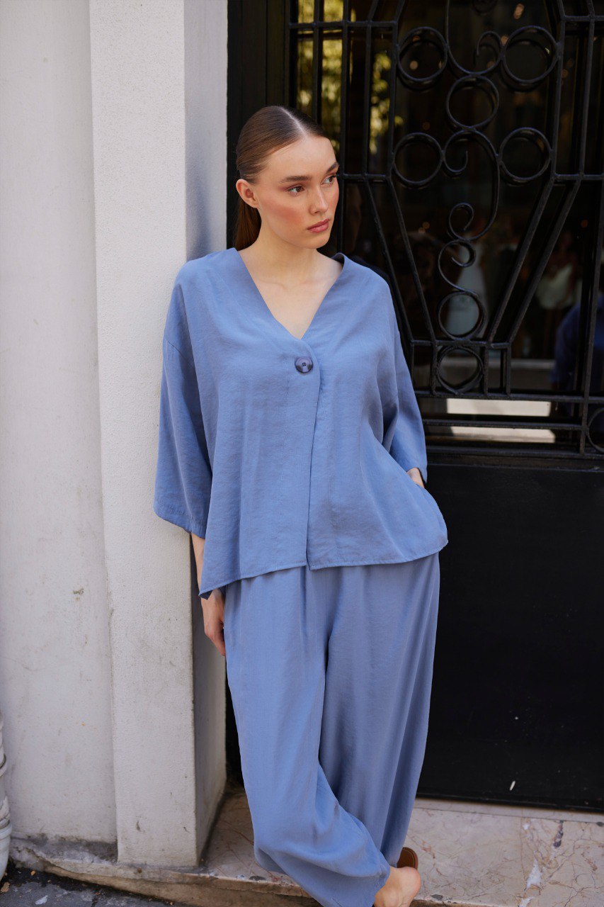 Ciel Luxe Tencel Co-Ord — Single-Button Top & Tapered Pants