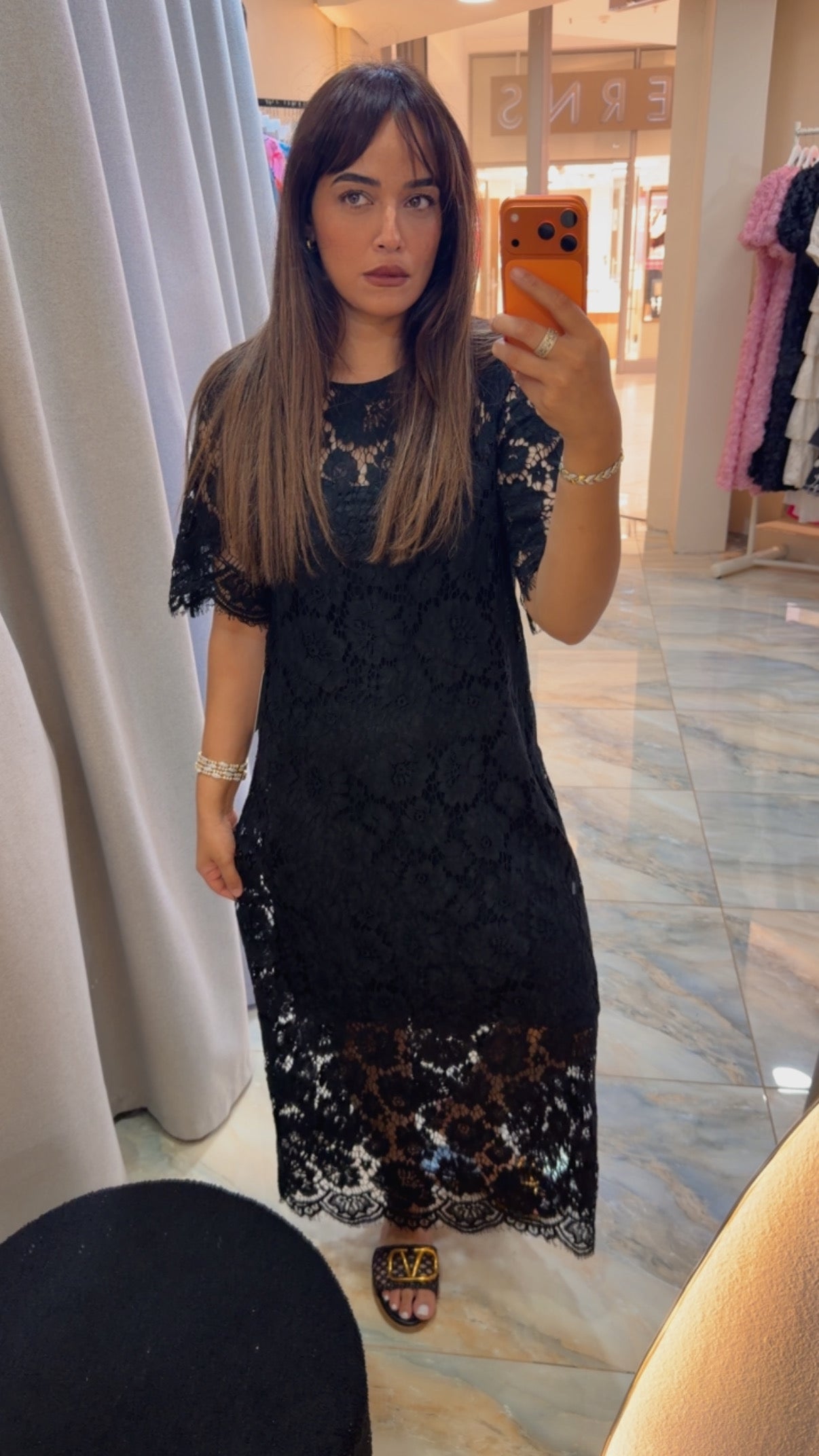 Pearl Lace Dress Black