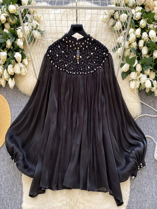 The Amira Embellished Blouse Black - Std Size