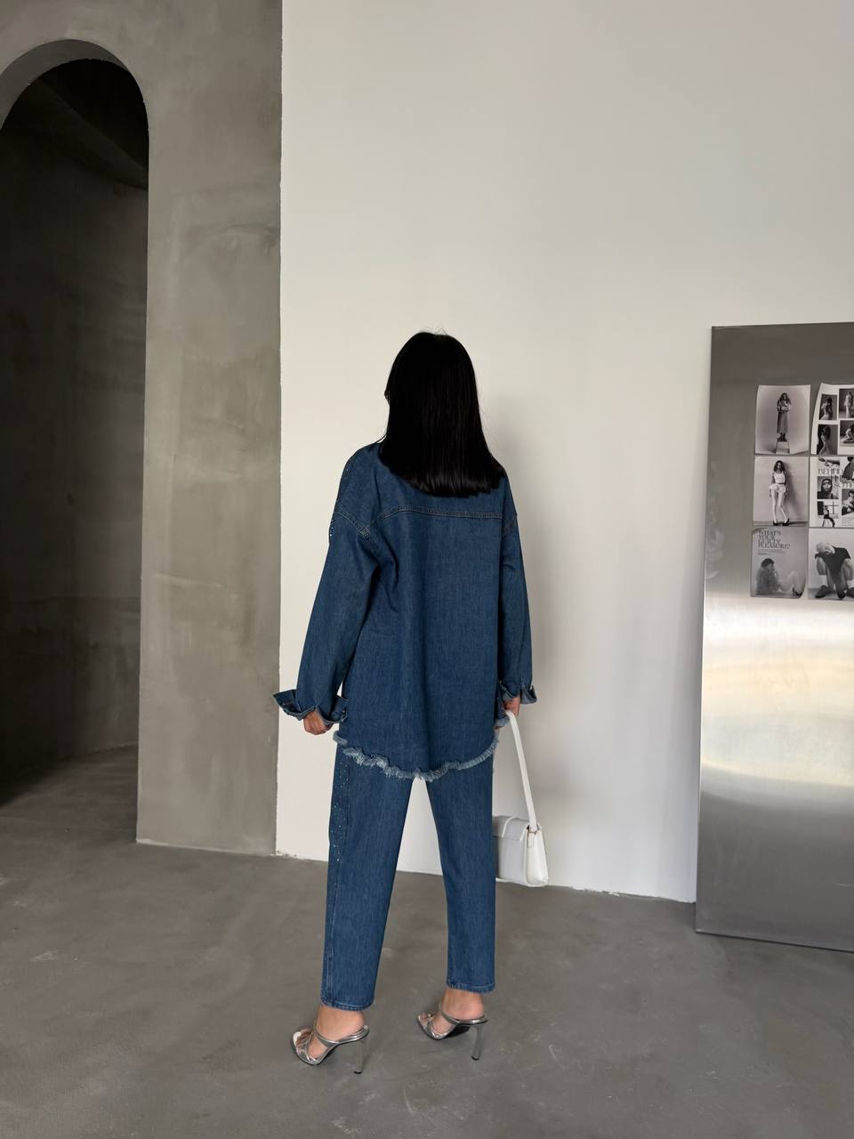 Stone-Embellished Denim Co-Ord Set