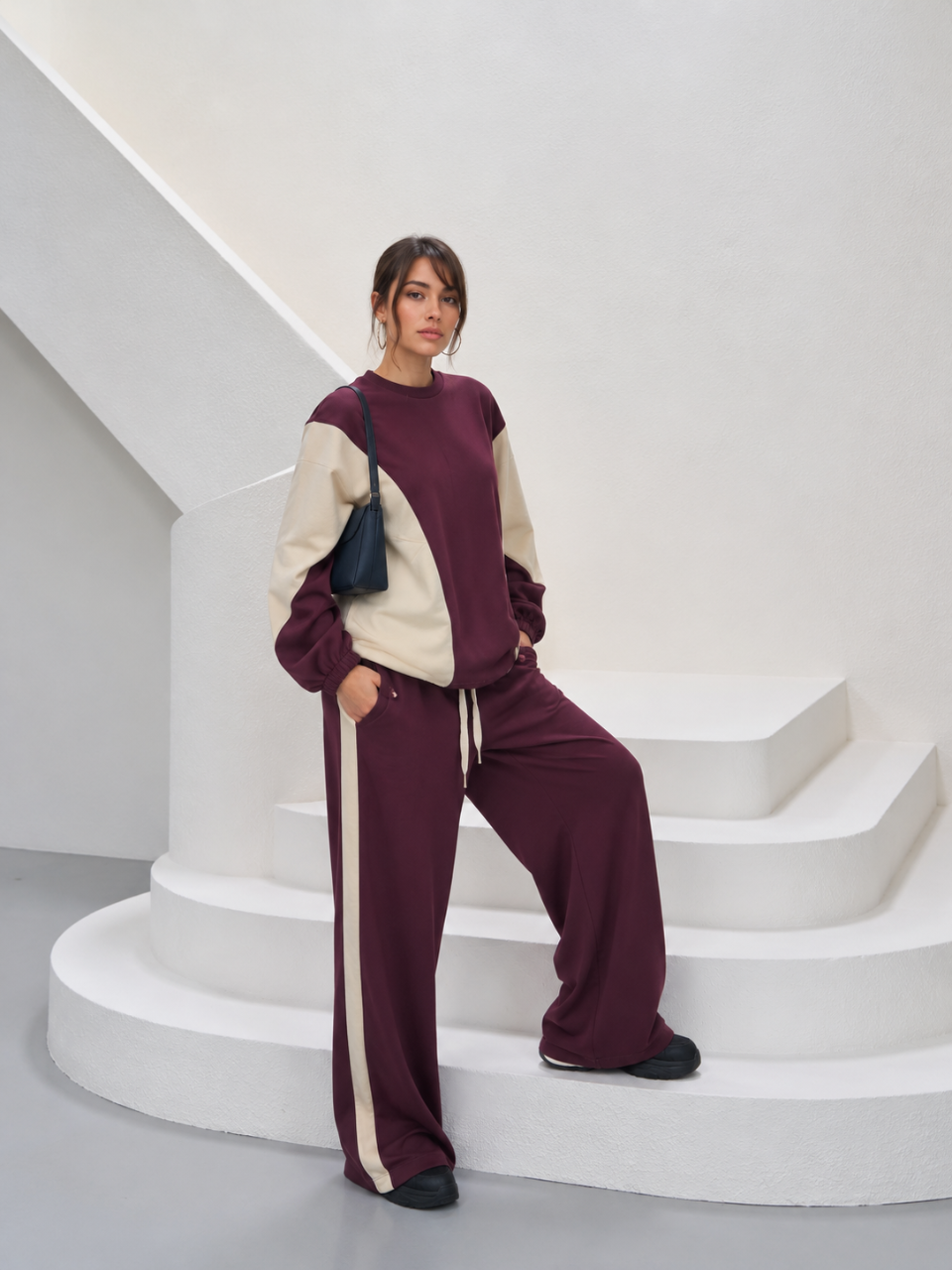 Burgundy Contrast Lounge Set
