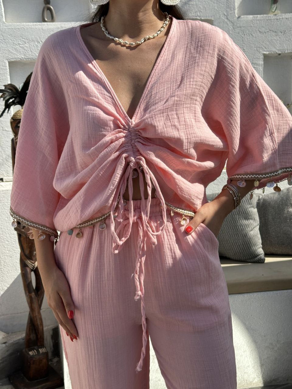 Coastal Muslin Shell Set Pink