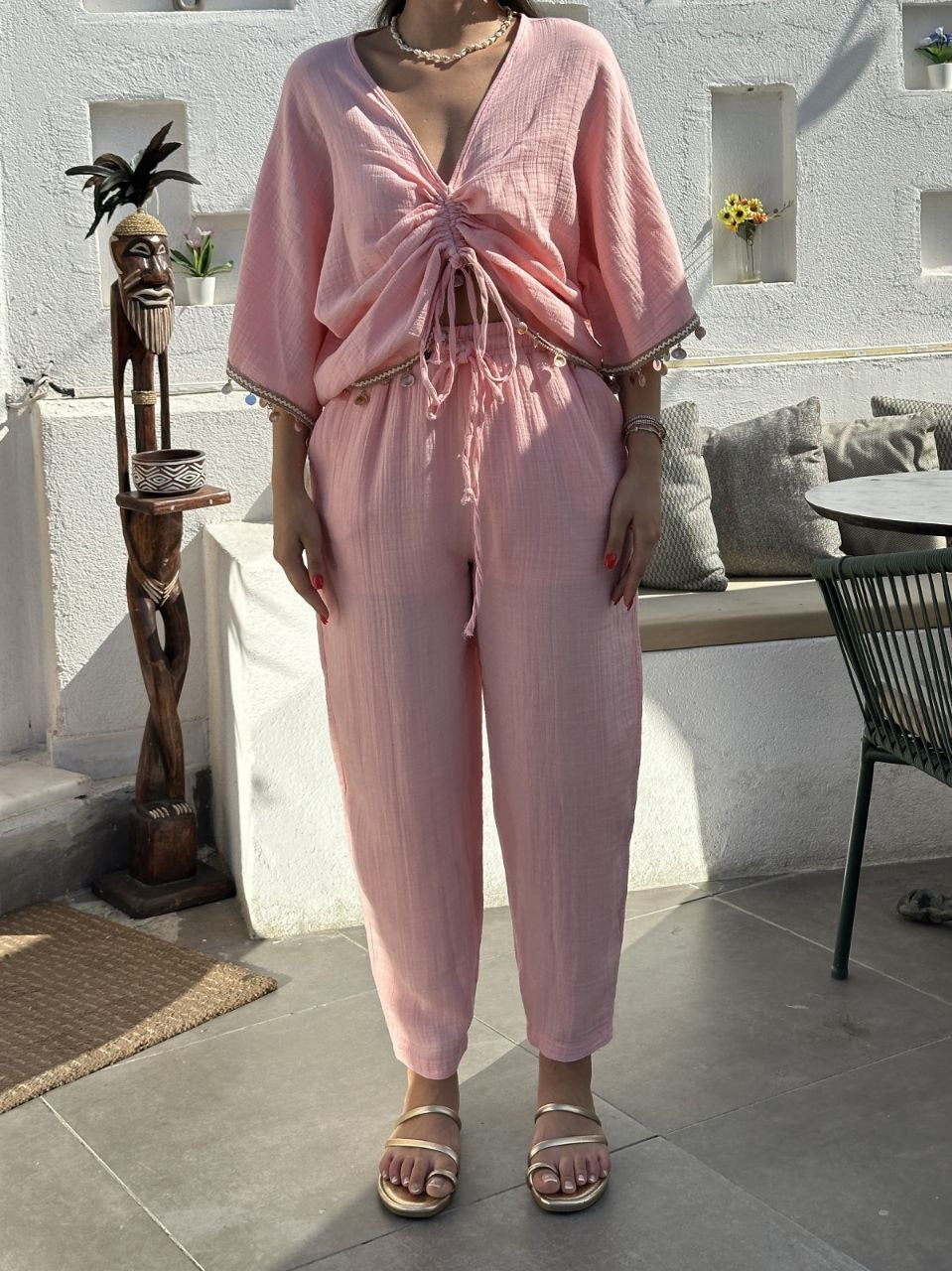 Coastal Muslin Shell Set Pink