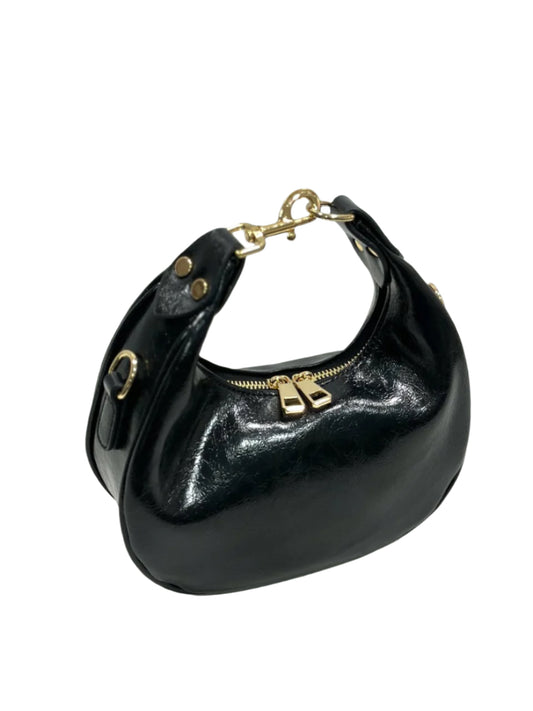 Luxe Loop Convertible Bag – Black Faux Leather