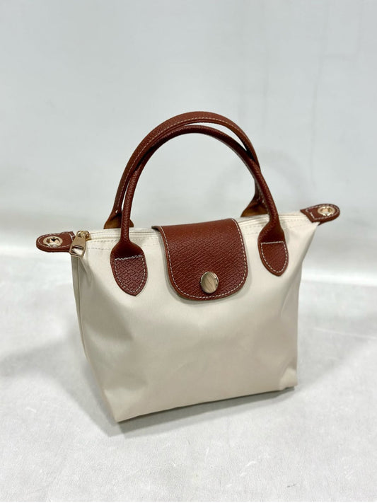 Mini City Zip Tote  Cream  – Nylon & Faux Leather