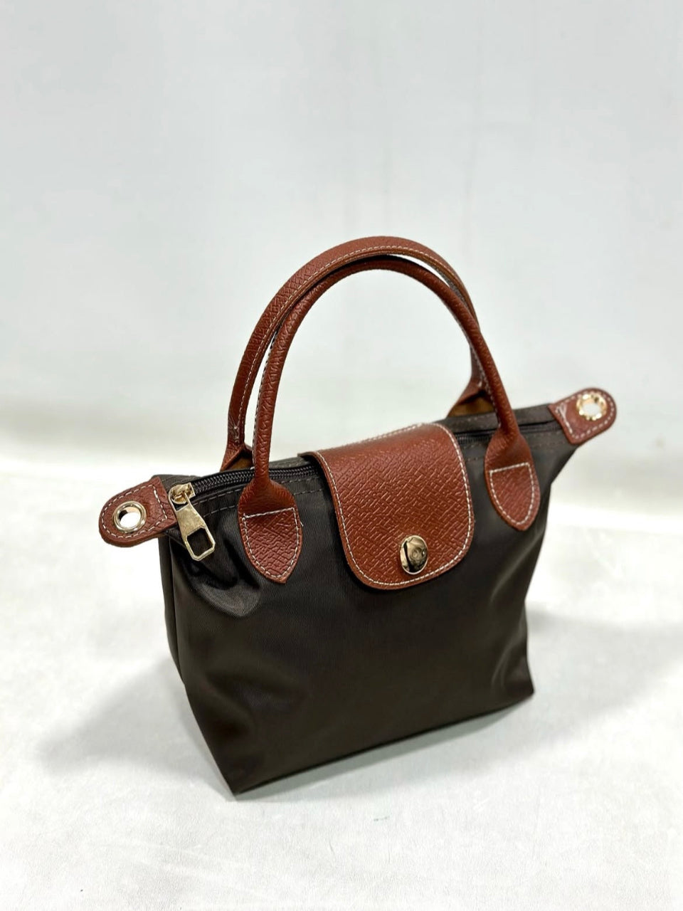 Mini City Zip Tote Black  – Nylon & Faux Leather