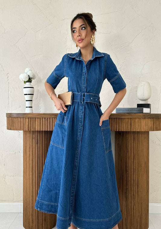 Structured Longline Denim Dress