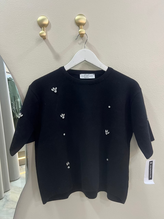 Short-Sleeve Knit with Stonework