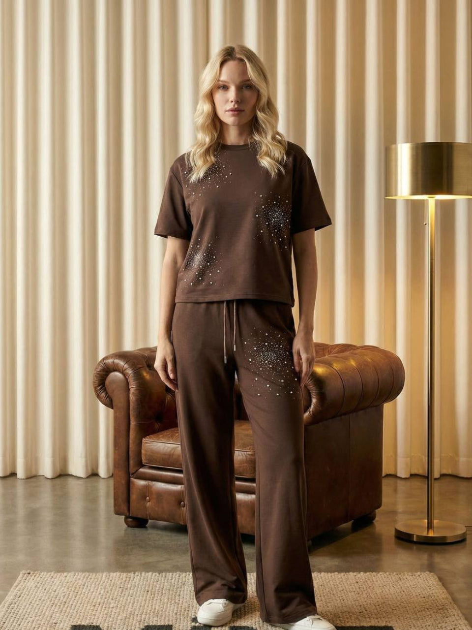 Starlight Embellished Brown Lounge Set