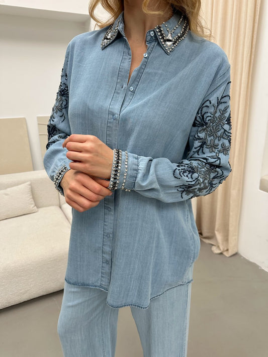 The Celeste Embellished Denim Set