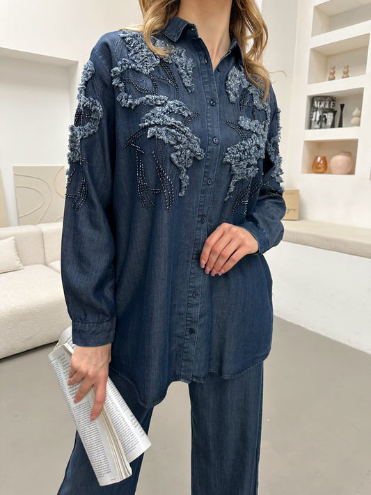 The Elowen Beaded Denim Set