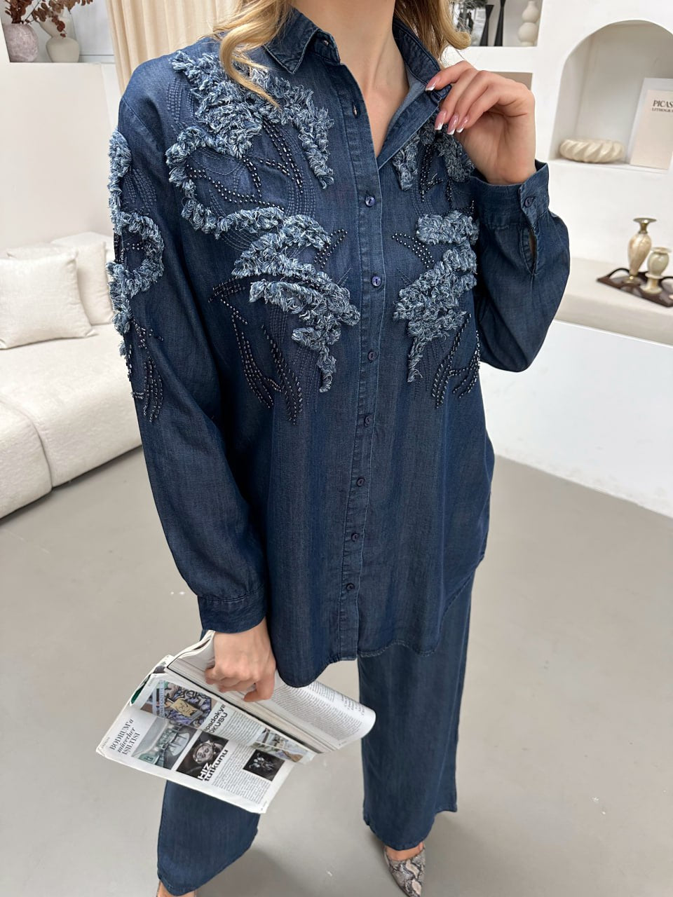 The Elowen Beaded Denim Set