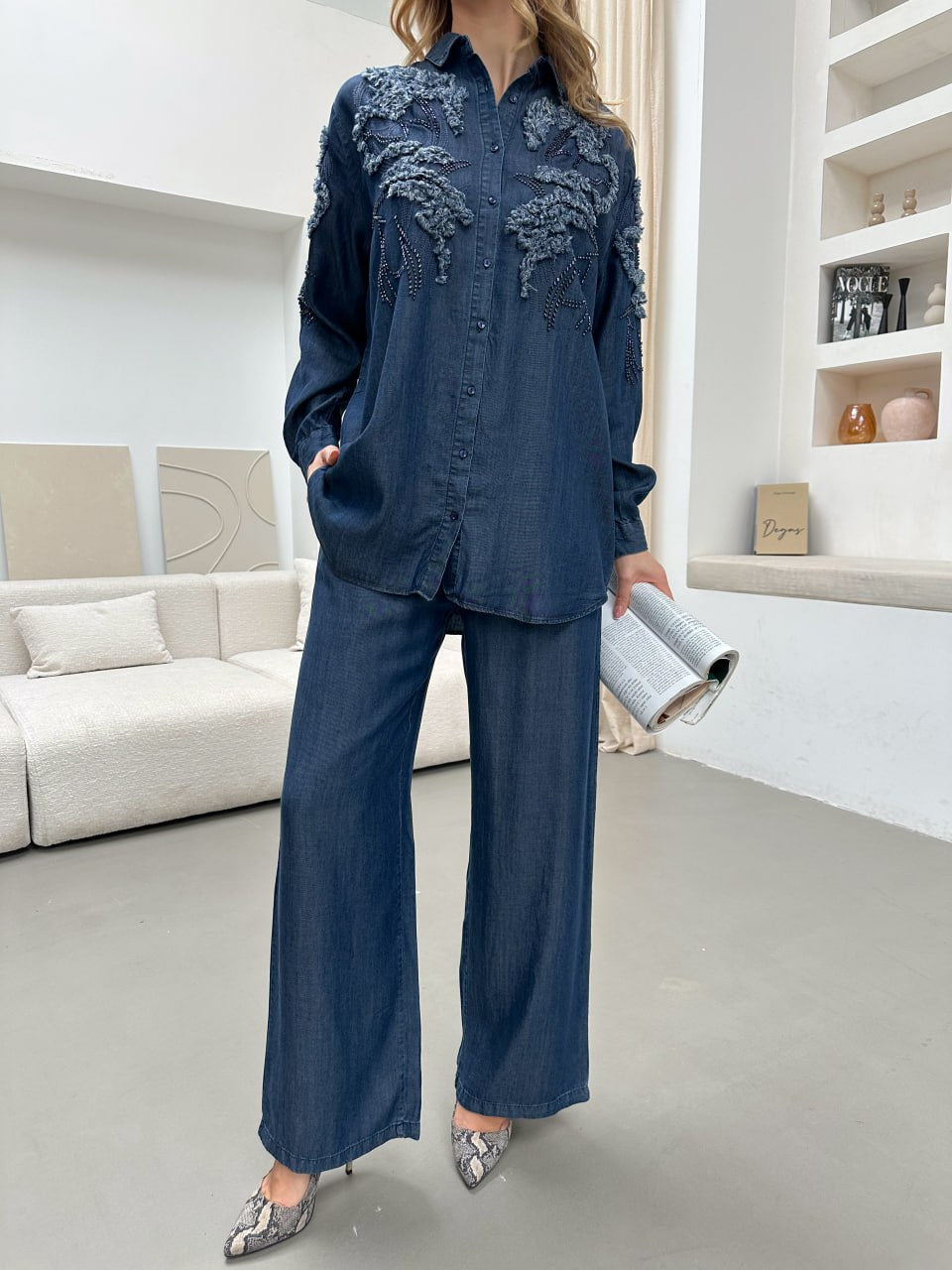 The Elowen Beaded Denim Set