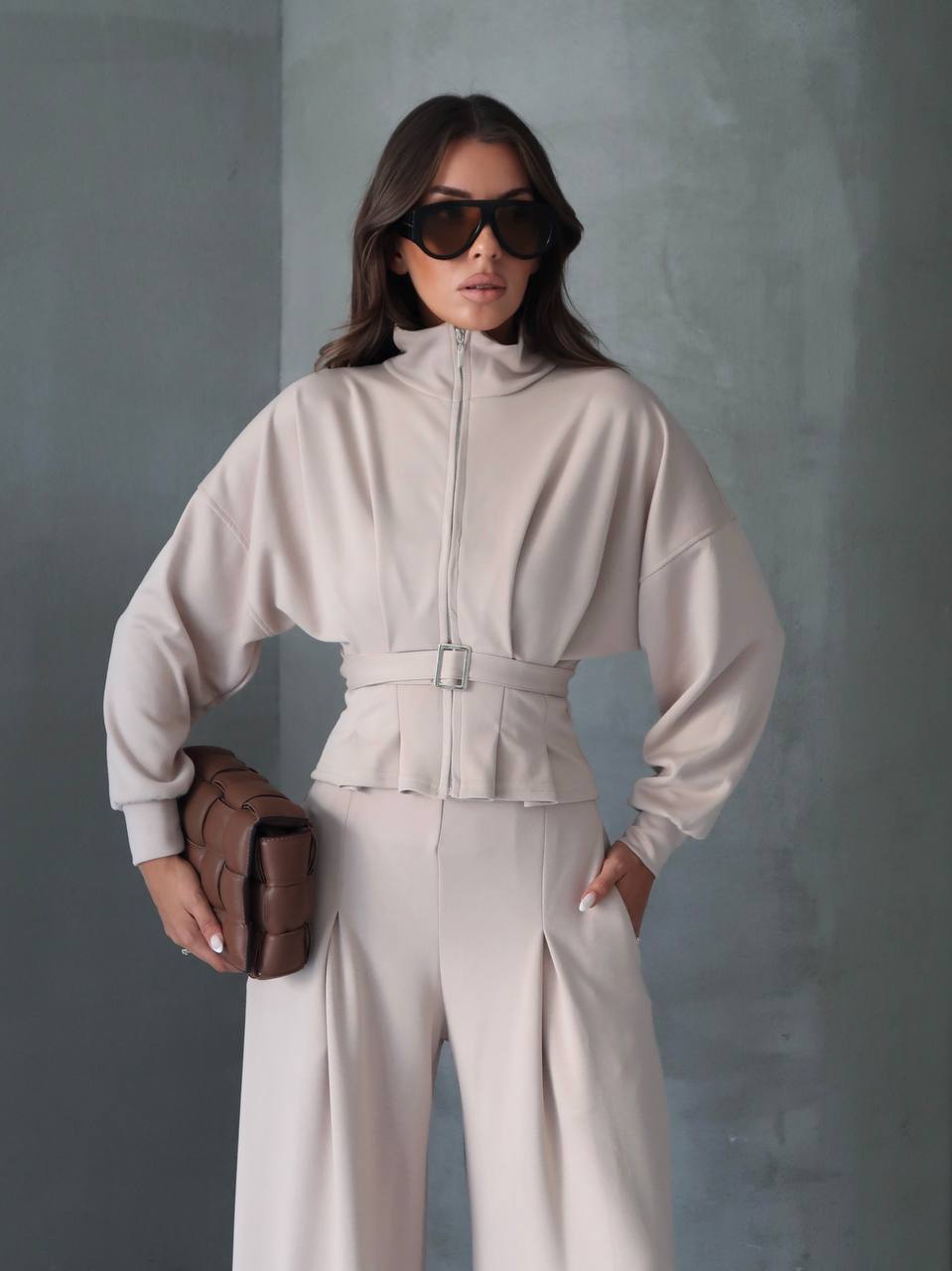 Premium Modal Tracksuit Set Beige
