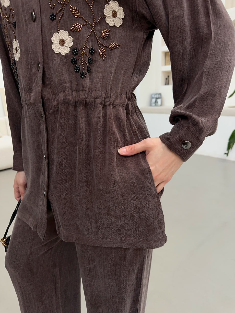 Cocoa Blossom Lyocell Fabric Floral Co Ord