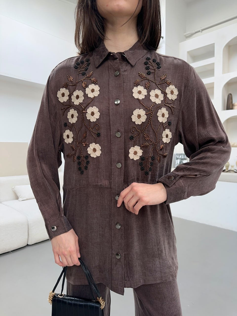 Cocoa Blossom Lyocell Fabric Floral Co Ord