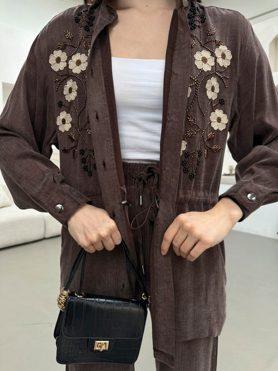 Cocoa Blossom Lyocell Fabric Floral Co Ord