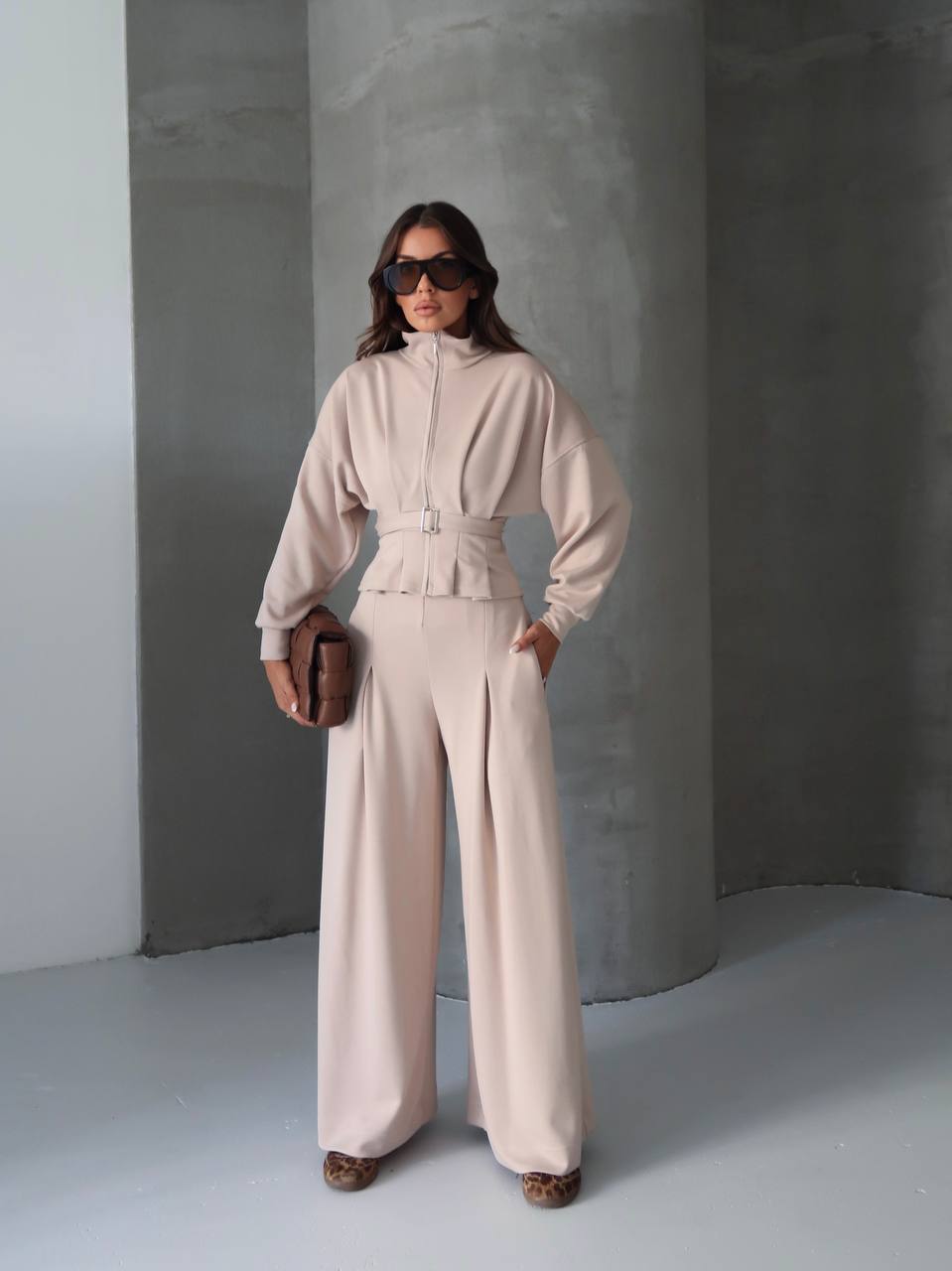 Premium Modal Tracksuit Set Beige