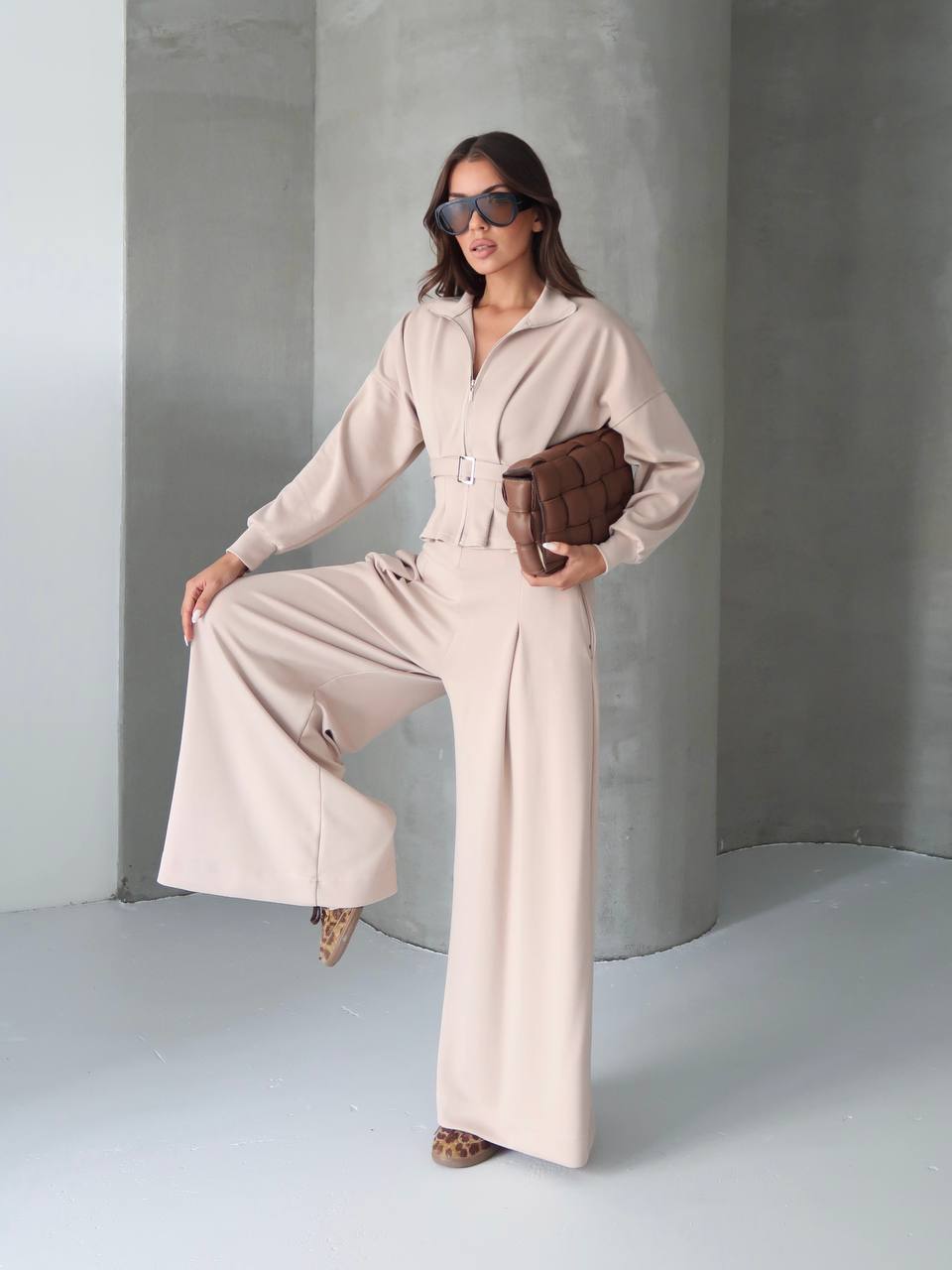Premium Modal Tracksuit Set Beige
