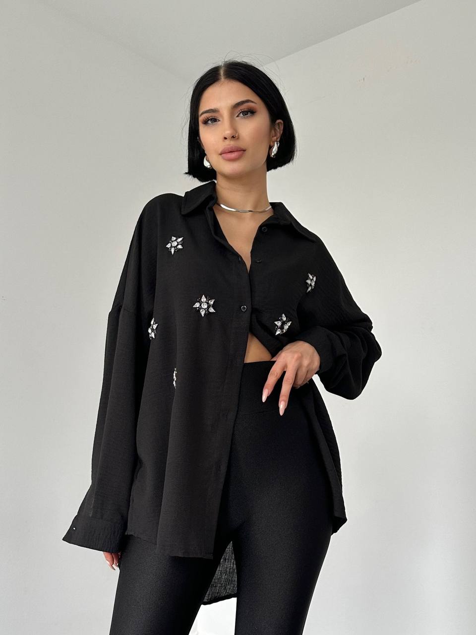Black Rhinestone Standard Shirt