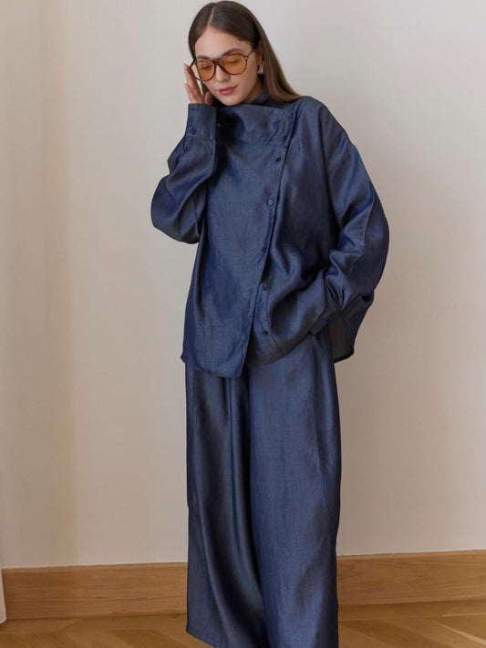 Midnight Denim Drape Set - STD Size