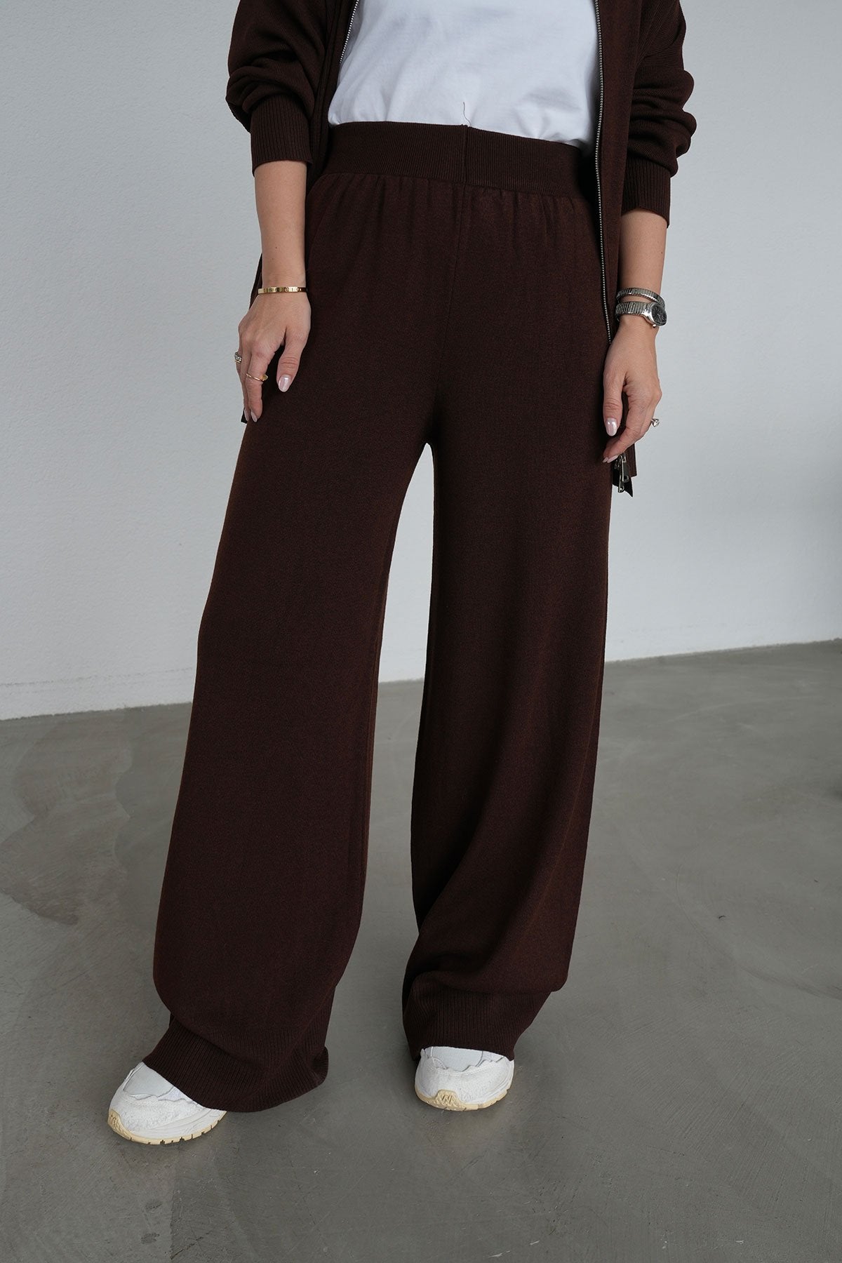 Burgundy Soft Knit Double Zip Co-Ord Set - STD Size