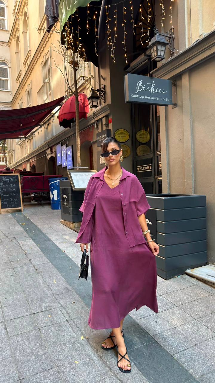 Noa Tencel Shirt Dress Purple