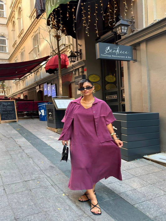 Noa Tencel Shirt Dress Purple