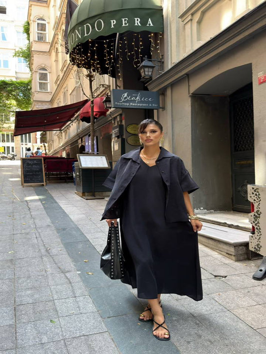 Noa Tencel Shirt Dress Black
