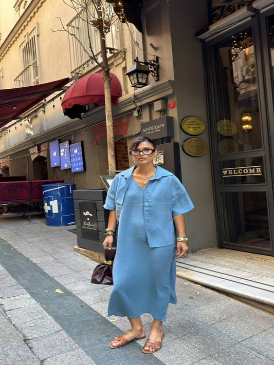 Noa Tencel Shirt Dress Blue