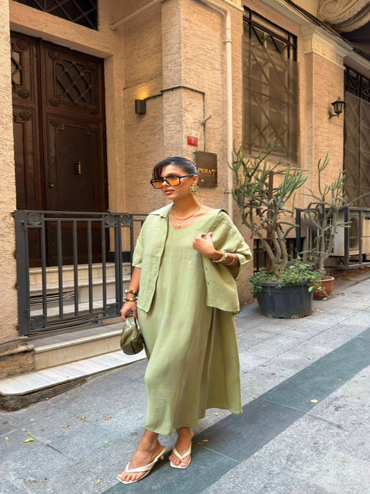 Noa Tencel Shirt Dress Avocado