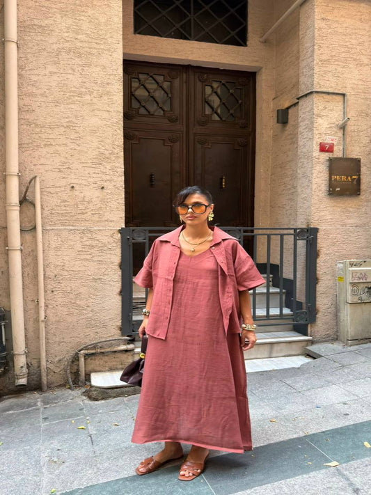 Noa Tencel Shirt Dress Dusty Rose