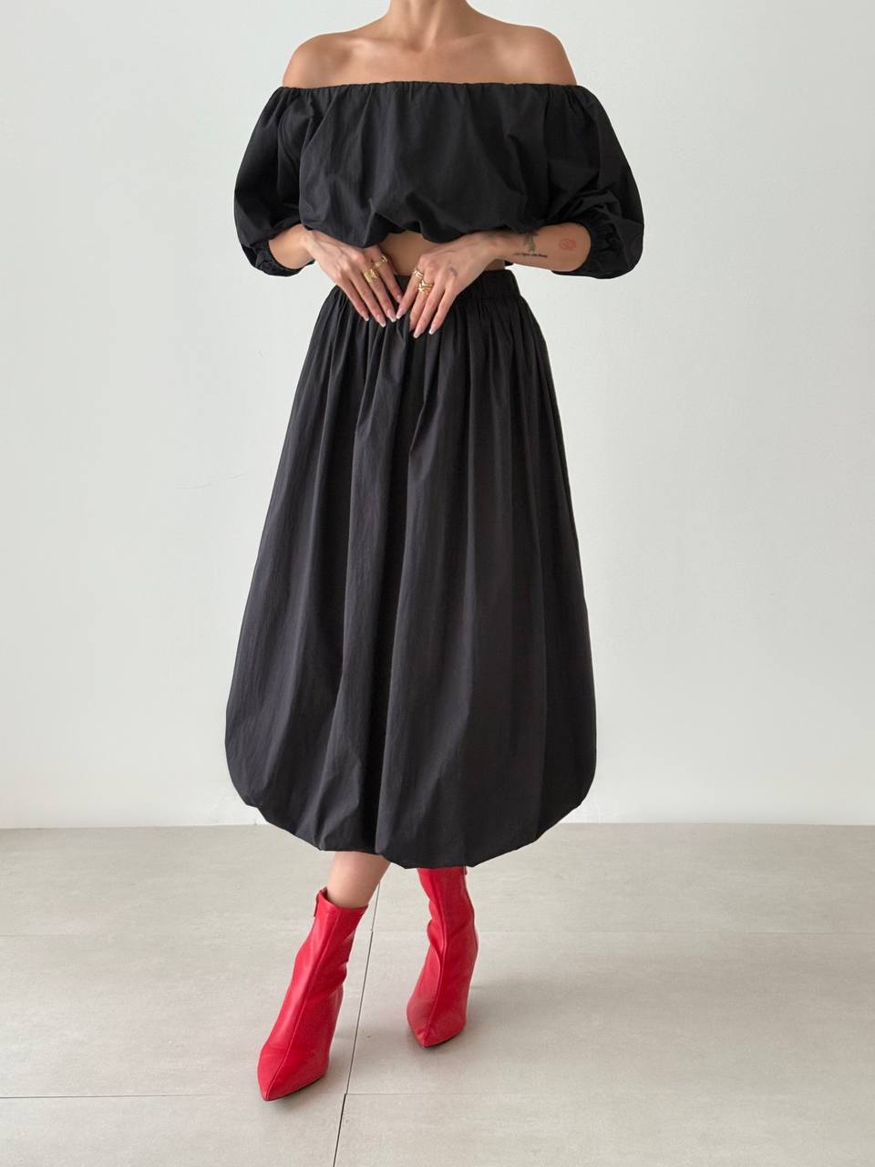 Black Tencel Bubble Skirt