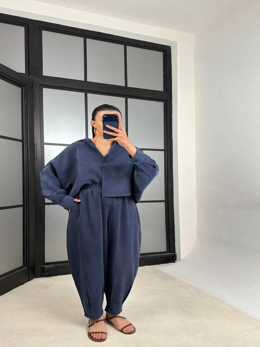The Luna Tencel Set Navy