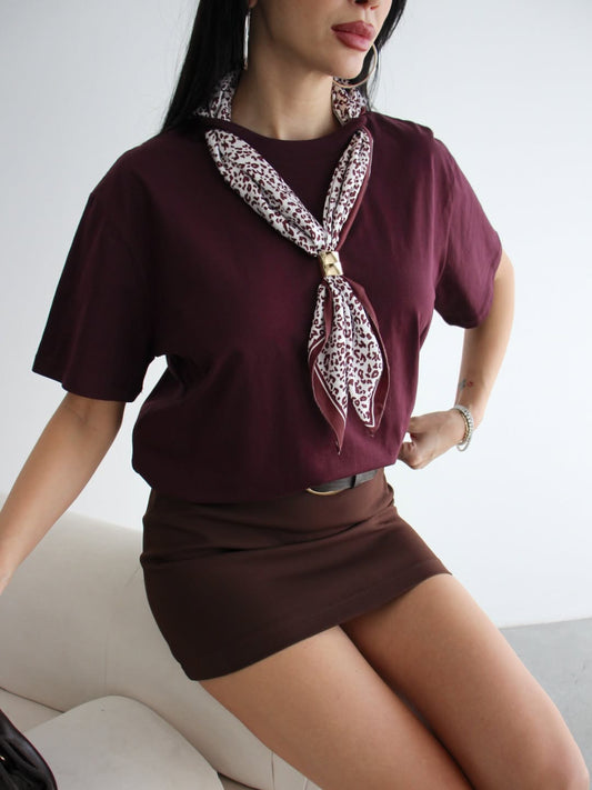 Monroe Scarf Detail Tee Burgundy