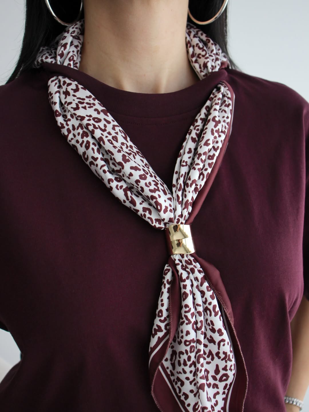 Monroe Scarf Detail Tee Burgundy