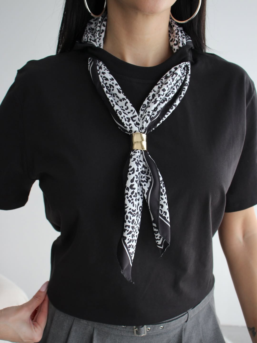 Monroe Scarf Detail Tee Black