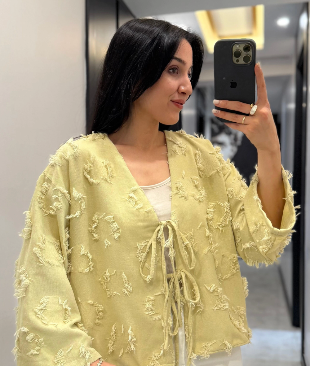 Textured Avocado Tie Up Set