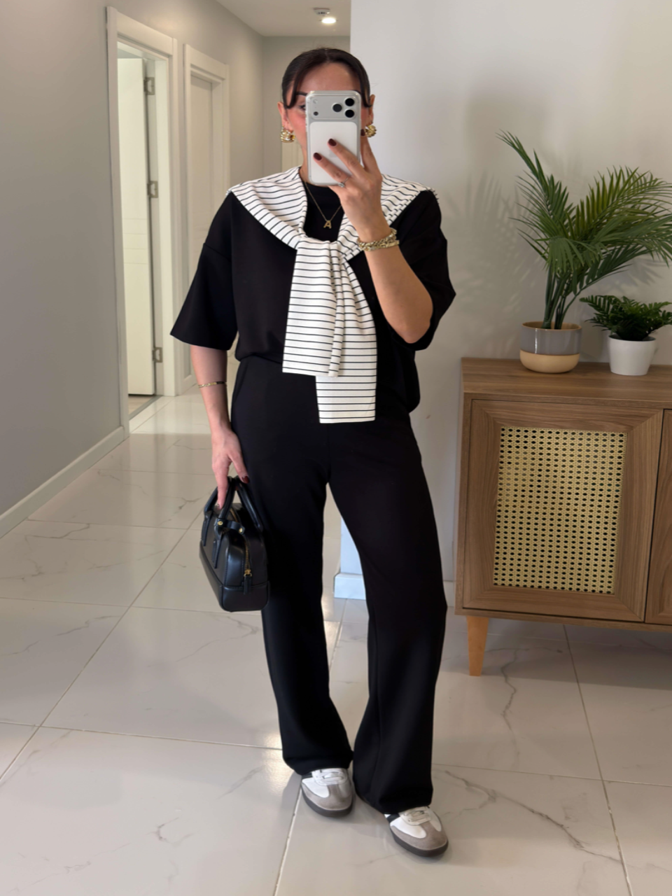 3-Piece Detachable Faux Shirt Set Black