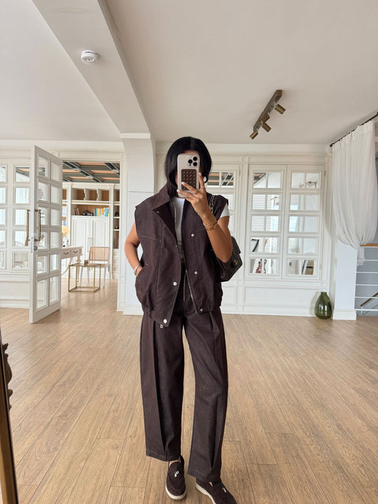 The Hudson Denim Set Brown