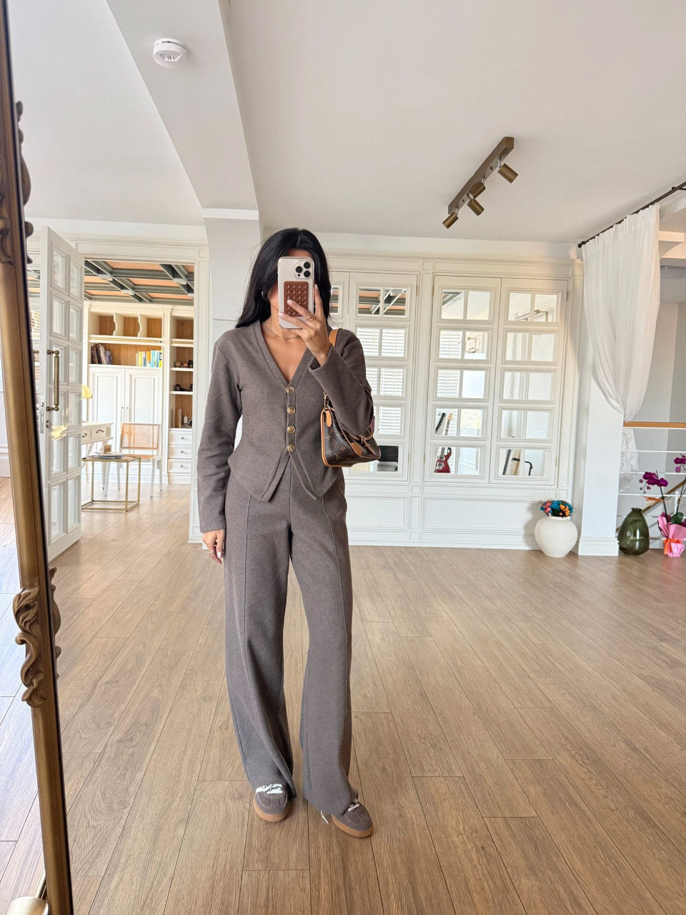 Mocha Luxe Button Co-Ord Set
