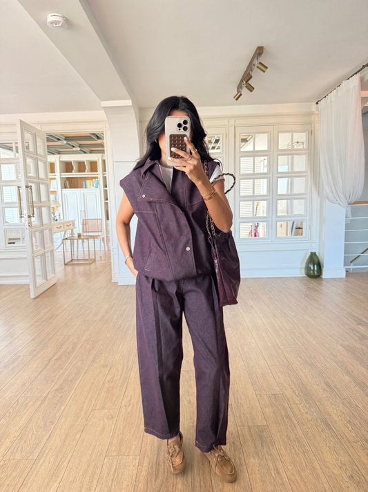 The Hudson Denim Set Burgundy