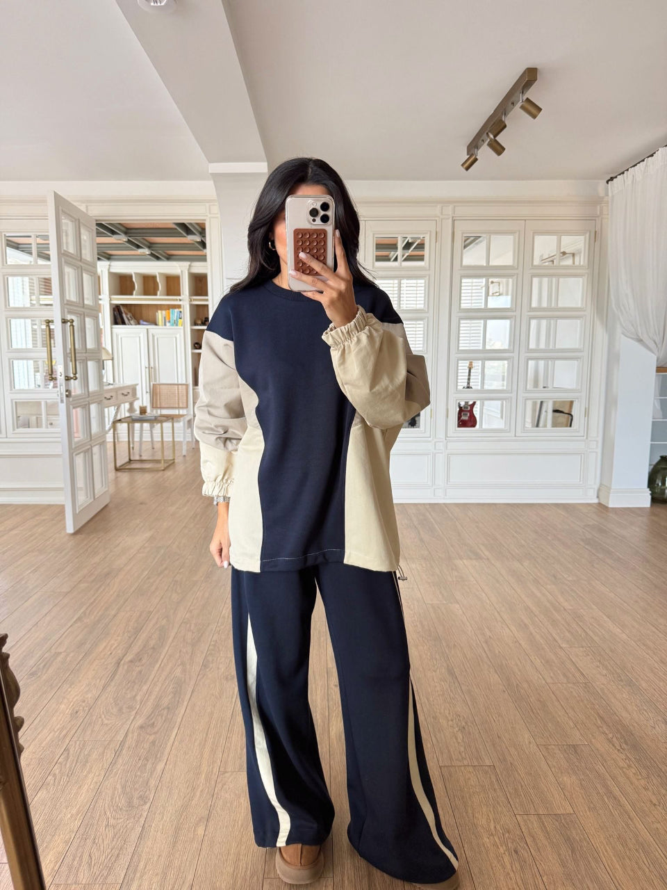 Navy Contrast Lounge Set