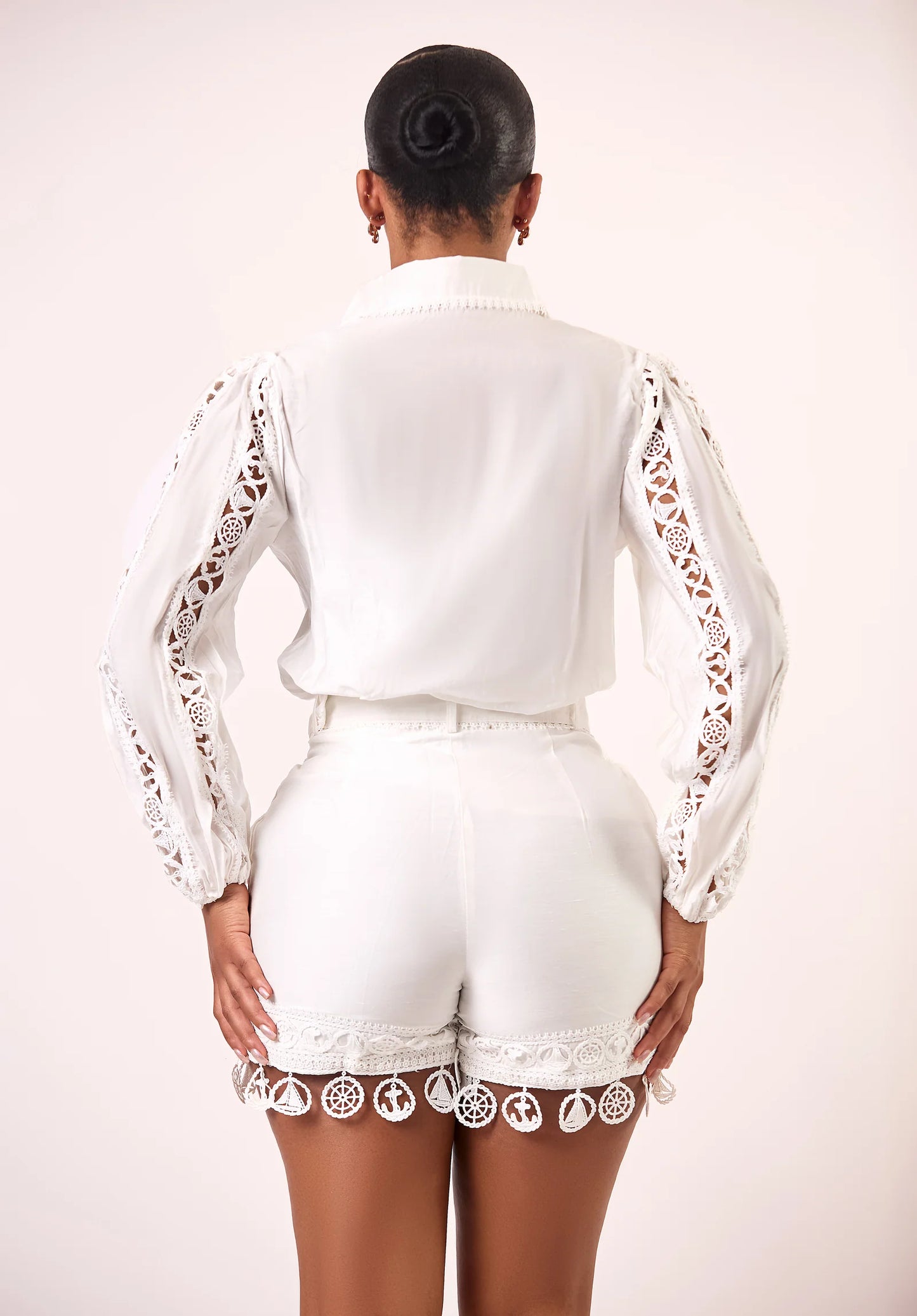 Côte Blanche Lace Shirt & Short Set