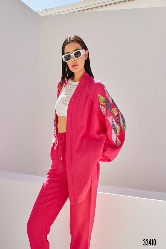 Fuschia Diamond Kimono Set