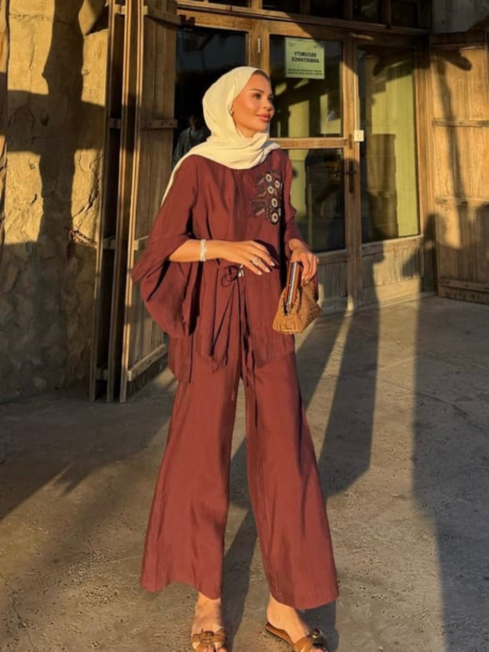 The Sahara Tie-Waist Co-Ord Set Mulberry Dusk
