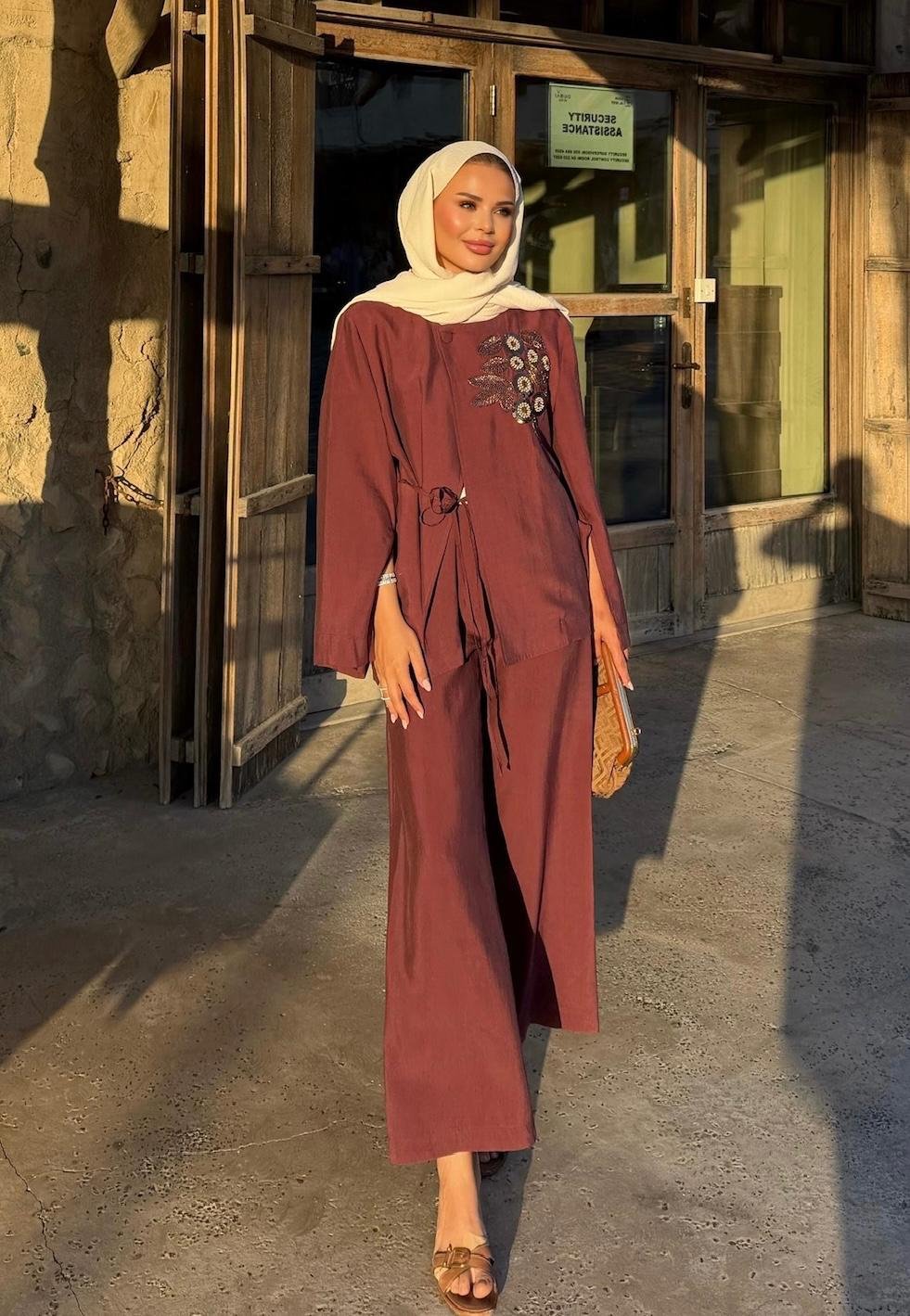 The Sahara Tie-Waist Co-Ord Set Mulberry Dusk